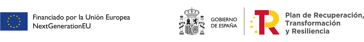 Logotipo Financiado por la UE NextGenerationEU, Gobierno de España, Plan de Recuperación, Transformación y Resilinecia
